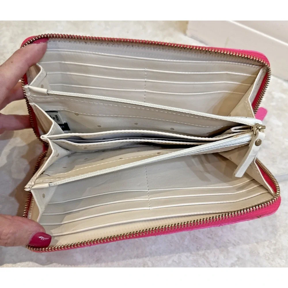 NWOT Kate Spade Lacey Long Continental Zip Wallet Pink Quilted Leather Preppy